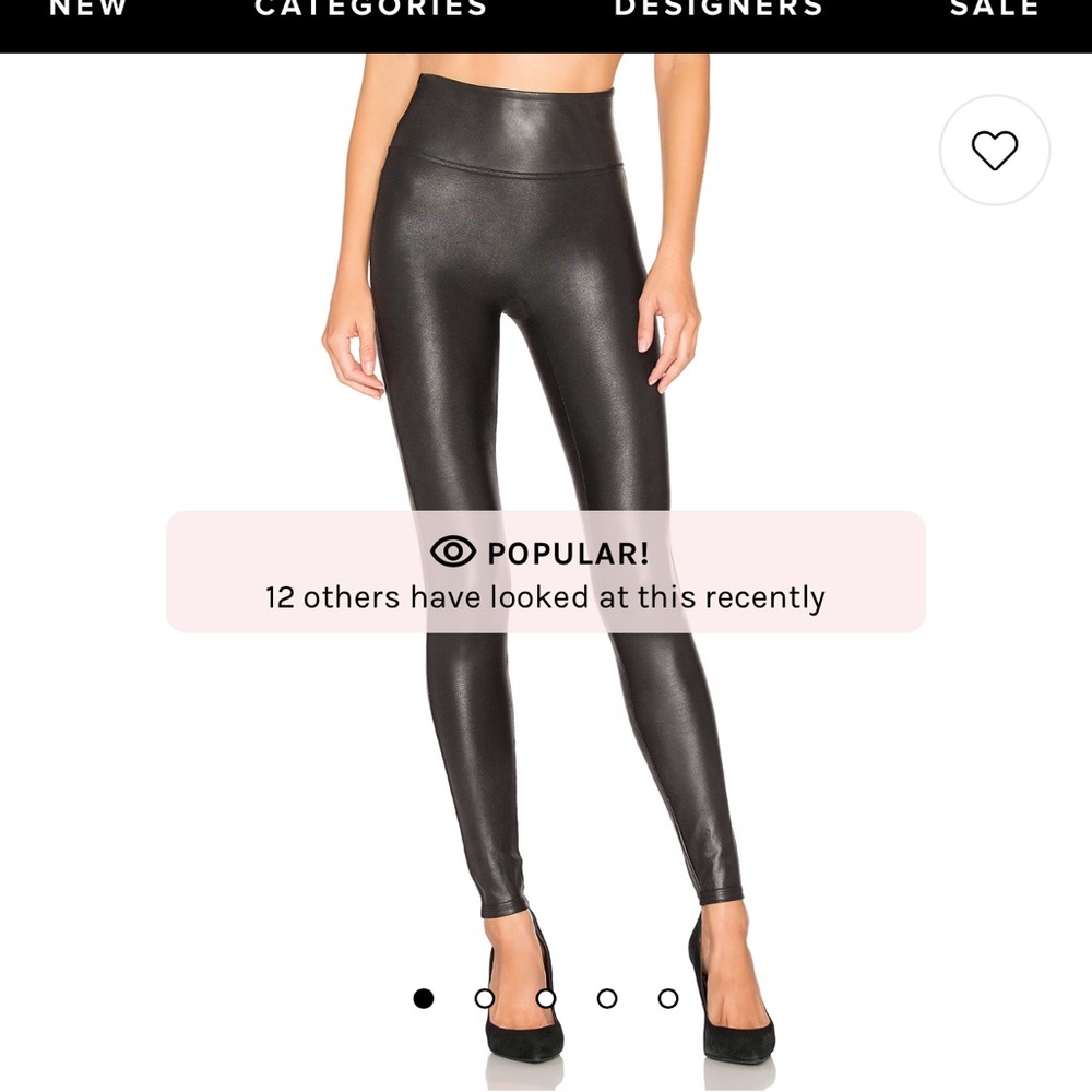 Spanx faux leather leggings in black